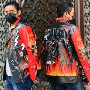 Men's Fashion Black Vegan Leather Jacket